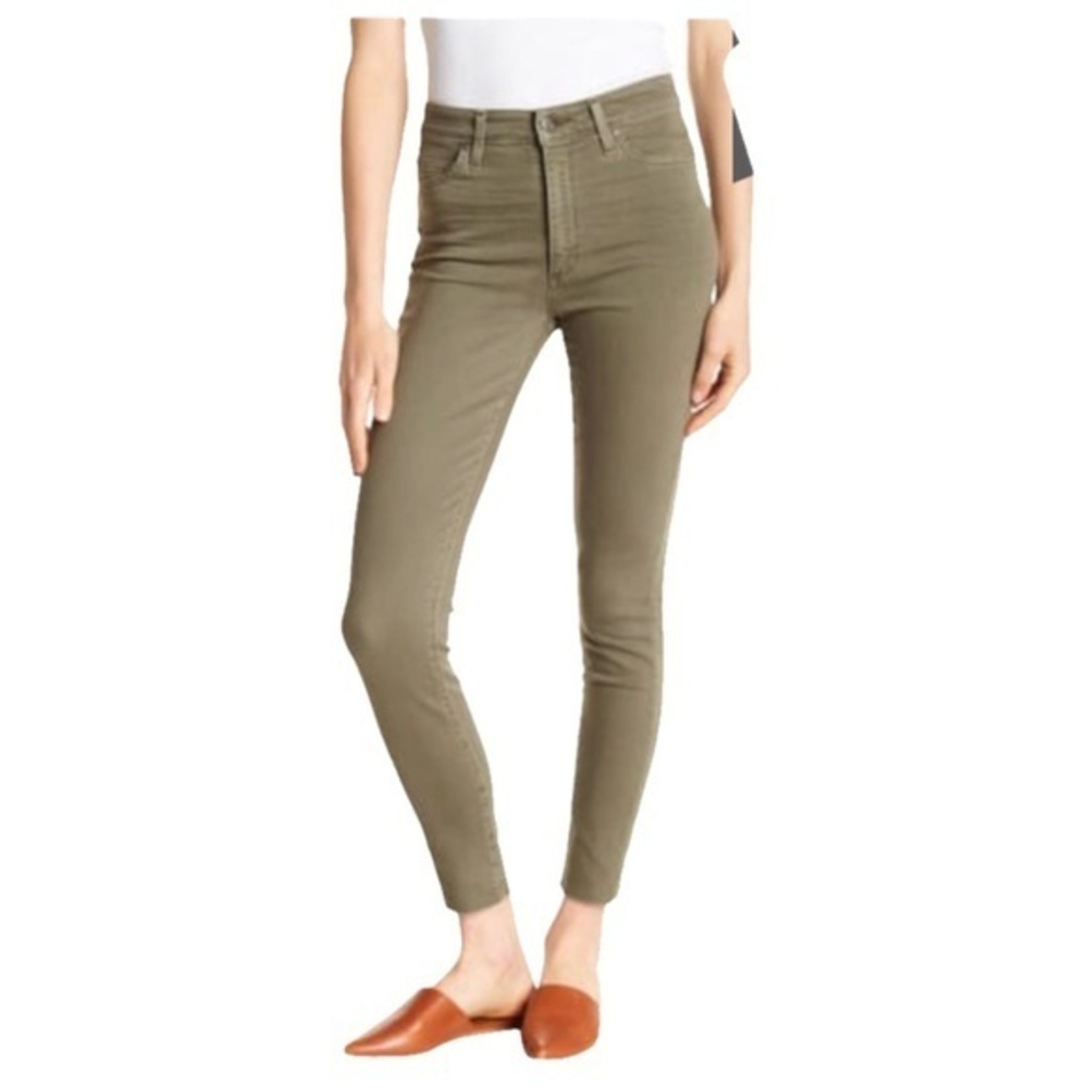 New With Tags Joe’s Jeans Charlie Skinny Raw Hem Ankle Olive Green Denim Jeans
